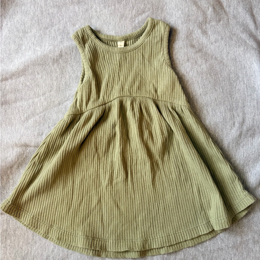 Quincy Mae Olive Green Kids Dress
